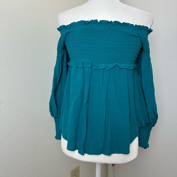 ~EUC~ FOR LOVE & LEMONS Ruched Off The Shoulder Blouse Top Size Medium - Picture 4 of 10